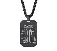 Custom4U Plaque Pendentif Plaque Militaire Dogtag Prénom à Personnaliser Noir Acier Inoxydable Dog tag Plaque Armée Pendentif avec Chaine Militaire Bijoux Hommes Garçons Ados