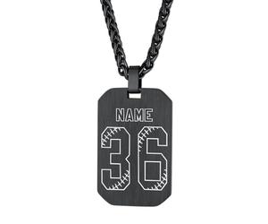 Custom4U Plaque Pendentif Plaque Militaire Dogtag Prénom à Personnaliser Noir Acier Inoxydable Dog tag Plaque Armée Pendentif avec Chaine Militaire Bijoux Hommes Garçons Ados