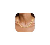 Custom4U Prenom Personnalisé Chaîne Serpent Plaqué Or 14K Étanche Collier Or Acier Inoxydable Bijoux Cadeau pour Femme 5MM 38CM+9CM Longueur Avec Coffret Cadeau