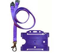 Customcard Cordon tour de cou avec clip en métal et porte-badge pour carte d'identité Violet