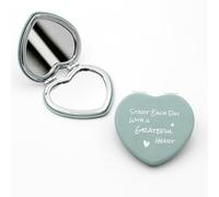 CustomDesign.Shop Miroir de Poche Personnalisé Forme Cœur | Miroir de Maquillage Compact Personnalisable | Mirror Cadeau Unique pour Femme, Maman, Demoiselle d'honneur, Anniversaire et Noël - Vert