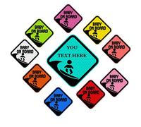 Custome - Autocollant de surf « Baby on Board » pour voiture, décalcomanie réfléchissante en vinyle amusant « Baby on Board » - 12,5 x 12,5 cm - Autocollant réfléchissant pour voiture - Pour toutes