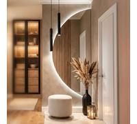 CustomGlass Miroir Semi-Circulaire LED Mural Design Croissant avec Éclairage Décoratif Plusieurs Tailles Idéal pour Entrée, Chambre, Salon ou Salle de Bain 118 x 58 cm