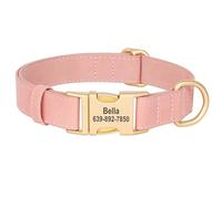 Customised ID Name Pet Collar with Metal Buckle Personalised PU Leather Labrador Retriever Shiba Inu Bulldog Collar,Un,M.