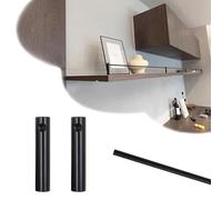 Customizable Aluminum Pole Kit for Hanging Shelf, Black Shelf Guard Rail 8-38 inch Long, Closet/Wine Cabinets Front Fence Decorative Round Rod(Brass-Style B,18in/46cm)