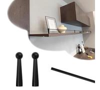 Customizable Aluminum Pole Kit for Hanging Shelf, Black Shelf Guard Rail 8-38 inch Long, Closet/Wine Cabinets Front Fence Decorative Round Rod(Brass-Style C,18in/46cm)