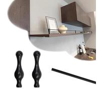 Customizable Aluminum Pole Kit for Hanging Shelf, Black Shelf Guard Rail 8-38 inch Long, Closet/Wine Cabinets Front Fence Decorative Round Rod(Brass-Style a,18in/46cm)