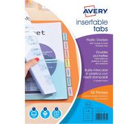 Customizable And Printable Double Tabbed Dividers With 6 Buttons A4+ Size (Allows You To Classify Punched Pockets) Made Of Translucent Coloured Polypropylene.