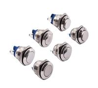 Customized 16mm Metal Switch ON OFF 1NO 3A Self Reset SPST Momentary Push Button Switch 2 Solder Pin Screw Flat Rould High Head NWPNLXEA(Solder Pin)