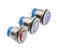 Customized 19mm Waterproof Led Metal Push Button Switch 12V 24V 220V Latching Momentary Power Symbol Switch Push-button On Off NWPNLXEA(12V)