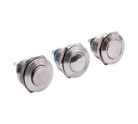 Customized 22mm Waterproof Metal Push-button SPST ON OFF Momentary Switch Push Button 2 Pins Screw Solder Flat/Round/High Head NWPNLXEA(Screw Pin,Nickel plated brass)