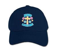 Customized Easter Jesus Loves Me with Cross and Flowers Toddler Geek Baseball Caps for Children Black
