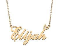 Customized Made Women Name Necklace Gold Personalized Heart Pendant for Her Elijah