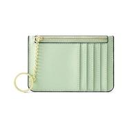 Customized Mini Ultra-Thin Women's Card Bag for Multi Slots Keychain Zipper Small Holder Wallet(Green)