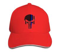 Customized Thin Blue Line Leo Police USA Skull Flag Fashion 100% Organic Cotton Peak Cap for Unisex White