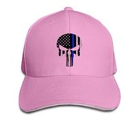 Customized Thin Blue Line Leo Police USA Skull Flag Fashion 100% Organic Cotton Peak Cap for Unisex White