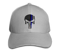Customized Thin Blue Line Leo Police USA Skull Flag Fashion 100% Organic Cotton Peak Cap for Unisex White