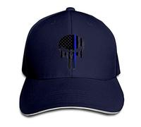 Customized Thin Blue Line Leo Police USA Skull Flag Fashion 100% Organic Cotton Peak Cap for Unisex White