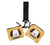 Customized Wishes Caton Lot de 2 étuis à cartes pour femme avec fermeture éclair amovible et poche pour pièces de monnaie, Vœux personnalisés Caton adorable chien blanc, 1 size, Décontracté