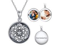 CUSTOMRUNNER Collier Pendentif Photo Personnalisé en Argent 925 - avec Gravure Et 2 Photos, Pendentif Personnalisable pour Femme - Cadeau Élégant pour Petite Amie, Femme, Mère, Fille Ou Grand-mère