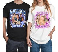 CustomSolo Tee Shirt Personnalisable, T-Shirt Personnalisé avec 2 Textes, Style Rap rétro, Cadeaux Anniversaire Personnalisé pour la Amis, Fans Musique Femmes, Unisexe / 100% Coton