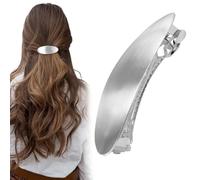 CustomyLife Grande barrette à cheveux ovale vintage en métal argenté de 7,6 cm pour mariage, bal de fin d'année, accessoires de cheveux longs et épais pour femmes et filles