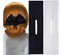 CustomyLife Lot de 2 accessoires pour chignon - Noir et blanc - Pour chignon - Cheveux longs et fins - Pour femme