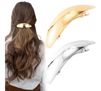 CustomyLife Lot de 2 barrettes à cheveux ovales vintage en métal argenté doré pour mariage, bal de fin d'année, accessoires de cheveux longs et épais de 10,2 cm