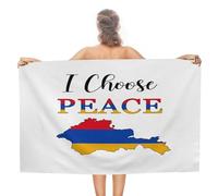 CustonCares I Choose Peace Armenia Serviettes de plage en microfibre 78,7 x 139,7 cm Drapeau de l'État Serviette de bain de voyage pour yoga, plage, voyages en plein air, bain en plein air, résistante