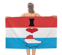 CustonCares I Love My Country Luxembourg Serviette de bain en microfibre 78,7 x 139,7 cm Drapeau de l'État Serviette de bain pour spa, salle de bain, plage, spa, jacuzzi, résistante au sable, à la