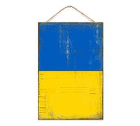 CustonCares Plaque murale décorative en bois représentant l'Ukraine - Drapeau patriotique - Pour cuisine, chambre à coucher, porche - 20,3 x 30,5 cm