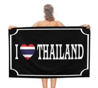 CustonCares Serviette de bain de plage pour homme, I Love Thailand, serviettes de voyage à séchage rapide, anti-sable, douce, anti-sable, drapeaux de signal international, serviette de piscine