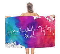 CustonCares Serviette de plage Canada Québec en microfibre 78,7 x 139,7 cm, serviette de bain en forme de carte d'État, serviette de bain pour voyages, piscine, salle de bain, salle de sport, voyage,