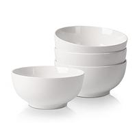 CUSWARE Lot de 4 bols à céréales en porcelaine - 650 ml - Pour le riz et la soupe - Blanc crème