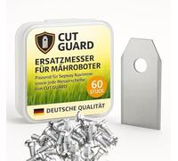 CUT GUARD Lot de 60 lames de rechange de qualité supérieure pour robot tondeuse 35 x 18 x 0,8 mm - Compatible avec Segway Navimow, Gardena avec vis - Lames de rechange universelles - Jeu de lames de
