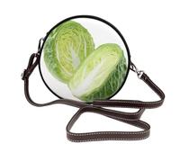 Cut In Half Fresh Green Cabbage Women Round Crossbody Bags Leather Sling Bag Purse