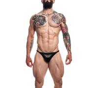 CUT4MEN Slip Bresilien Noir Leatherette Renaissance C4M11