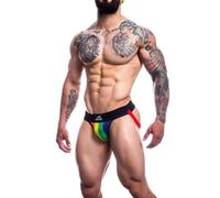 Cut4Men Stripe String Noir/Pride XL