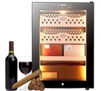 CUTANGELAR Cave à Cigares Électrique 50L - Contrôle Climatique Intelligent 16-23°C & 60-80% HR avec Étagères Cèdre Espagnol pour 300 Cigars, Design Compact 43x48x51cm Noir(Cigarcabinet)