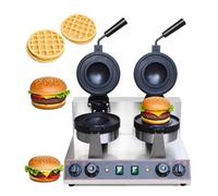 CUTANGELAR Gaufrier UFO pour hamburgers, presse à sandwichs glacés électrique à avec plaques antiadhésives rotatives à 180°, idéal pour les boulangeries et les petits-déjeuners(Double Head)
