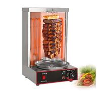 CUTANGELAR Gril Kebab Vertical, Rôtissoire Shawarma Professionnelle Avec 2 Brûleurs Et Rotation 360°, Broilieur Comptoir Acier Inoxydable, Réglable 122-572°F Pour Gyros, Poulet(Electric 3000W)