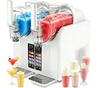 CUTANGELAR Machine À Granita Double Cuve, 430 W, 2 X 2 L, Professionnelle, Sans Glace, 7 Programmes Prédéfinis Et Autonettoyante Pour Margaritas, Smoothies, Milkshakes Et Crèmes Glacées(White)