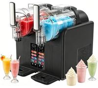 CUTANGELAR Machine À Granita Double Cuve, 430 W, 2 X 2 L, Professionnelle, Sans Glace, 7 Programmes Prédéfinis Et Autonettoyante Pour Margaritas, Smoothies, Milkshakes Et Crèmes Glacées(Black)