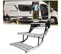 CUTANGELAR Marchepied Électrique pour Camping-Car, Marchepied Électrique Automatique avec Éclairage LED Puissant, Structure en Acier Renforcé Et Alliage D'aluminium.(Double)