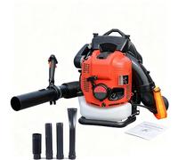 CUTANGELAR Souffleur À Dos Professionnel 4 Temps 125cc, Puissant Flux d'air Et Régulateur De Vitesse, Réglable pour Nettoyage Efficace Feuilles, Poussière Et Neige.(Red)