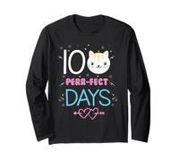 Cute 100 Purr-FECT Days Cat Pun Jeu de Mots pour l'école Manche Longue
