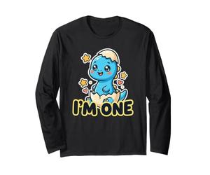 Cute 1st Birthday Baby Dinosaur One Old Year Boys Girls Manche Longue