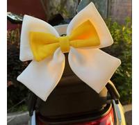 Cute 3D Bow Helmet Decoration pour two-tone ABS Cute 3D Bow Helmet(White + Yellow)