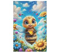Cute Abeille Puzzles 1000 Pièces Adultes, Puzzle en Bois Jeux D'adresse pour Toute La Famille,Jeu De Team Building （78×53cm）