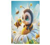 Cute Abeille Puzzles 1000 Pièces Adultes, Puzzle en Bois Jeux D'adresse pour Toute La Famille,Jeu De Team Building 78×53cm